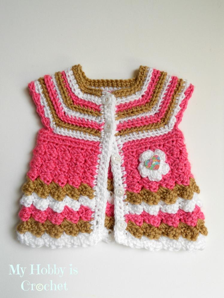 Short Sleeved Baby Cardigan Stripes and Bubbles 0-3 months  (Free Pattern)-baby-cardigan-0-3-mths-jpg