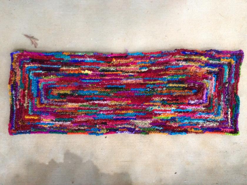 An old-fashioned throw rug made from sari ribbon-finish-fashioned-throw-rug-crocheted-sari-ribbon-jpg