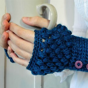 Puff Stitch Fingerless Gloves (English Crochet Pattern)-puff-stitch-fingerless-gloves_medium_id-595509-jpg