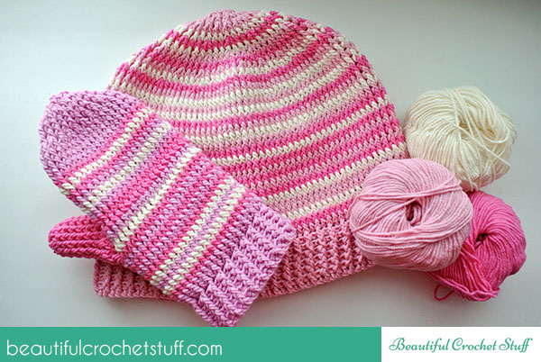 Pink Beanie and Mittens-crochet-beanie-mitts-jpg