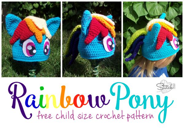 Childs rainbow Dash Hat - part 1 of Halloween costume-rainbow-pony-free-child-size-crochet-pattern-jpg