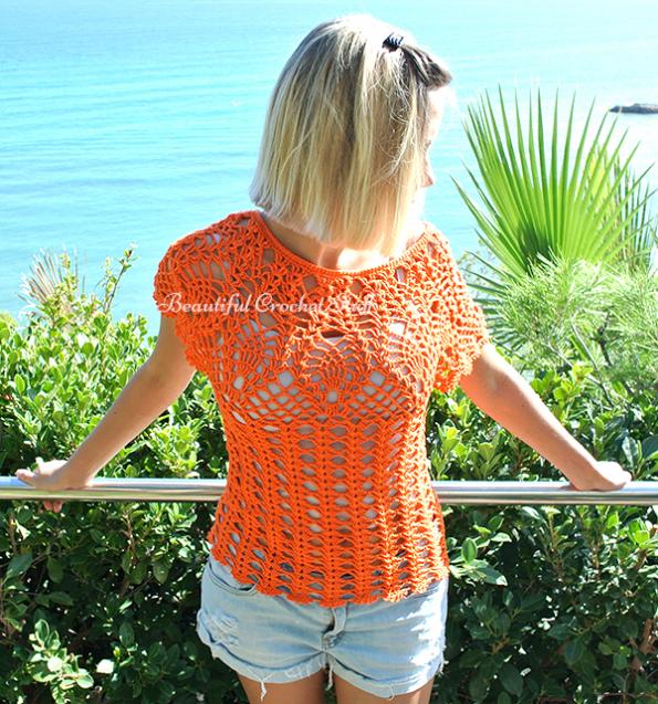 Pineapple Crochet Top Pattern-orange-pineapple-crochet-top-jpg