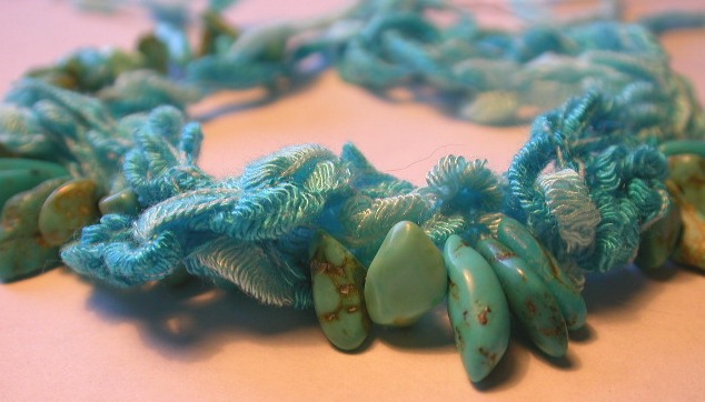 Turquoise Ribbon with turquoise chips and ribbon yarn-turquoises-jpg