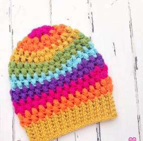 Rainbow Puff Stitch Beanie-eumo0841-jpg