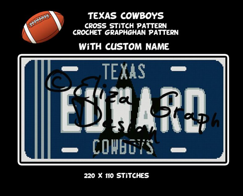Selling: AmericanFootballTeams License Plate with CUTOM NAME blanket patterns-texas-cowboys-0-jpg