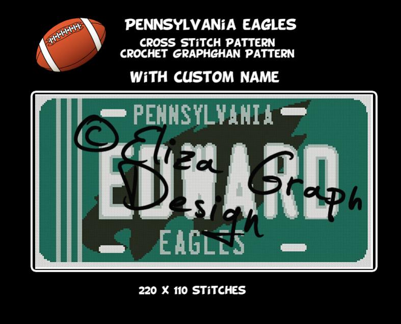 Selling: AmericanFootballTeams License Plate with CUTOM NAME blanket patterns-pennsylvania-eagles-0-jpg