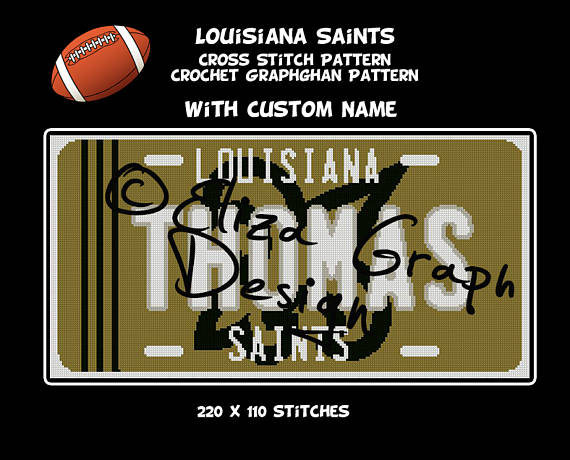 License Plate CROCHET Graphghan Blanket Pattern: Louisiana Saints-il_570xn-1195465792_texk-jpg