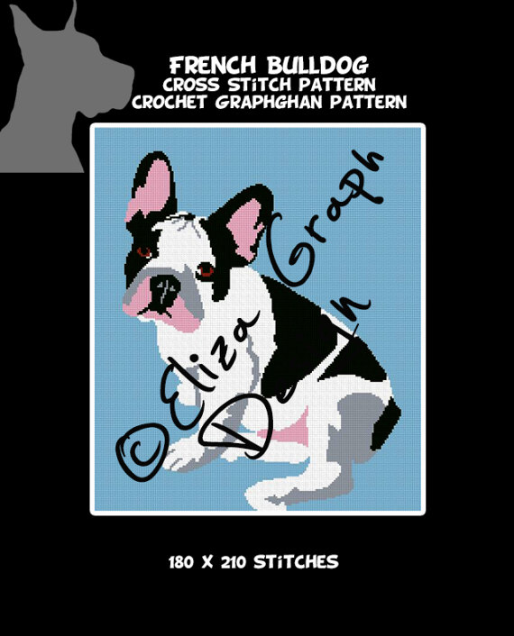 Dog Breeds: French Bulldog CROCHET Graphghan Blanket Pattern-il_570xn-1139174570_dpqt-jpg