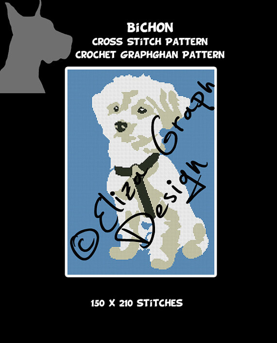 Dog Breeds: Bichon CROCHET Graphghan Blanket Pattern-il_570xn-1032481925_s12o-jpg