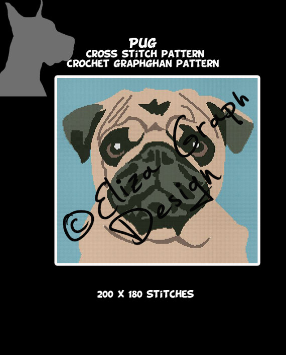 Dog Breeds: Pug CROCHET Graphghan Blanket Pattern-il_570xn-1147036498_mkee-jpg