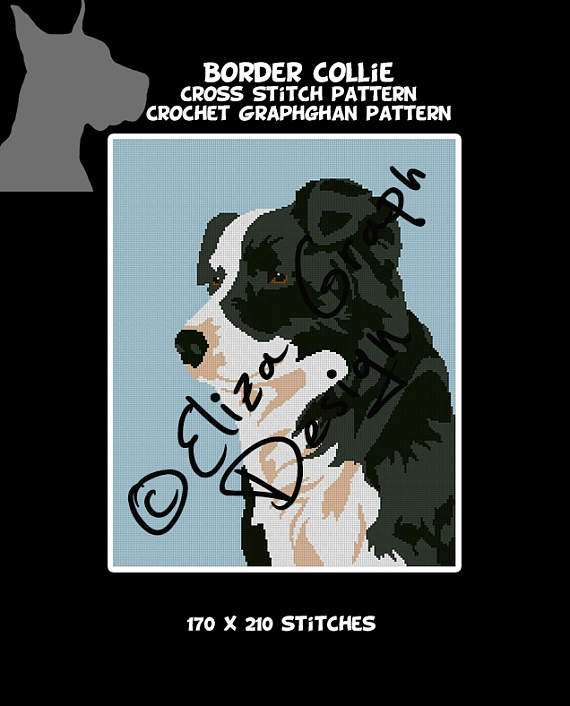 Dog Breeds: Border Collie CROCHET Graphghan Blanket Pattern-il_570xn-1221153723_69w3-jpg