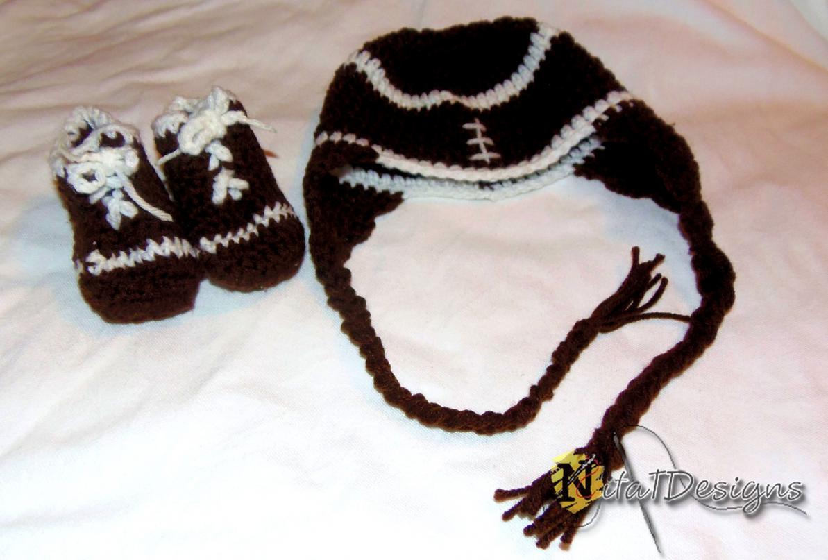 Crocheted Football Hat and Booties-footballhat-booties4-jpg