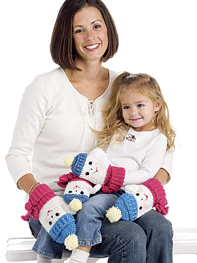 Two of a Kind Snowlady Mittens Free Crochet Pattern (English)-snowlady-mittens-free-crochet-pattern-jpg