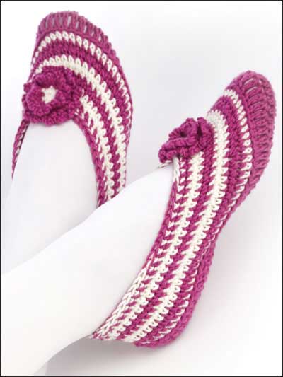 Flowers &amp; Stripes Slippers Free Crochet Pattern (English)-flowers-stripes-slippers-free-crochet-pattern-jpg