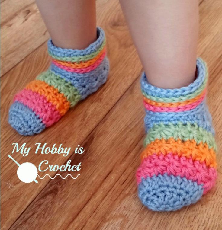 Rainbow Starlight Slippers (toddler) - Free Crochet Pattern-star-stitch-toddler-slippers-myhobbyiscrochet-jpg