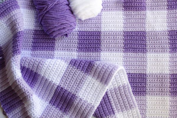 Purple Gingham Crochet Blanket-purple-jpg