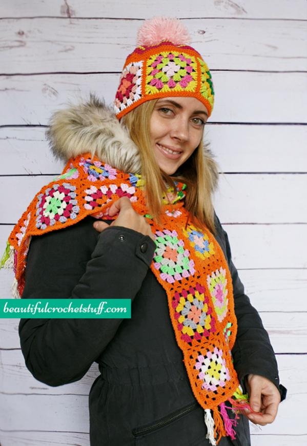 Granny Square Beanie and Scarf Free Pattern-granny-square-crochet-beanie-free-pattern-jpg