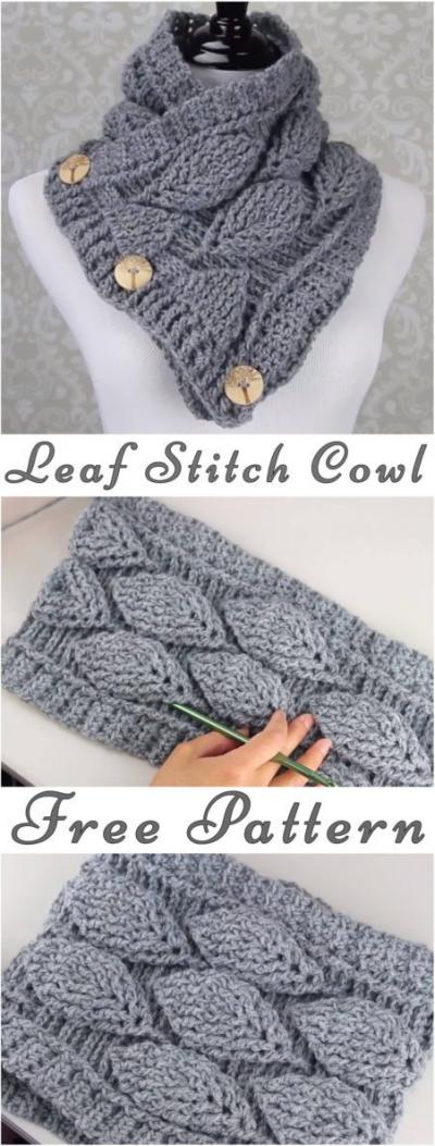 Leaf Stitch Cowl for Ladies-leaf-jpg