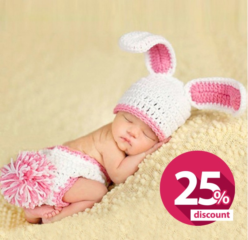 Crochet Bunny Rabbit Newborn Photo Prop Outfit-gg-jpg