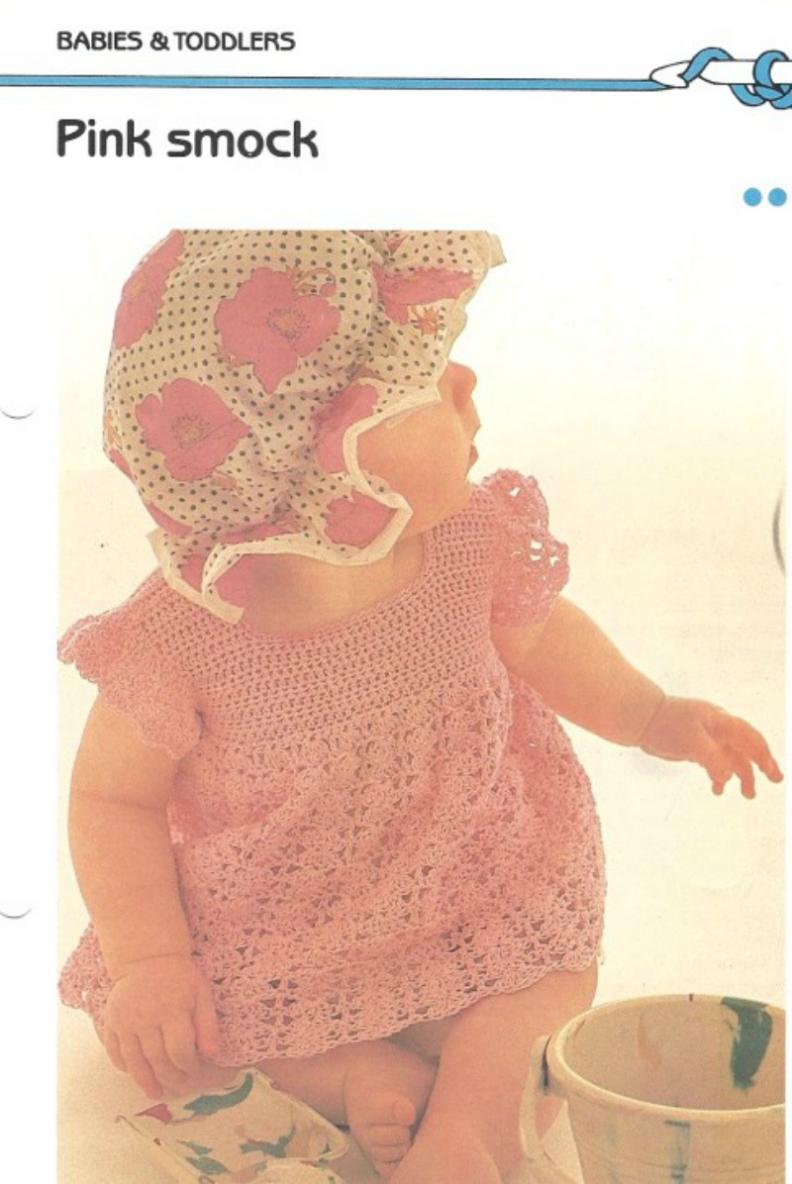 Crochet Pink Baby Smock Dress-smock-jpg