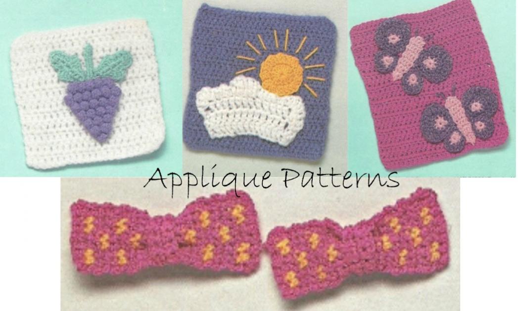 Appliques Granny Square Bowtie, Granny Square Grapes, Sun, and Butterfly-patterns-jpg