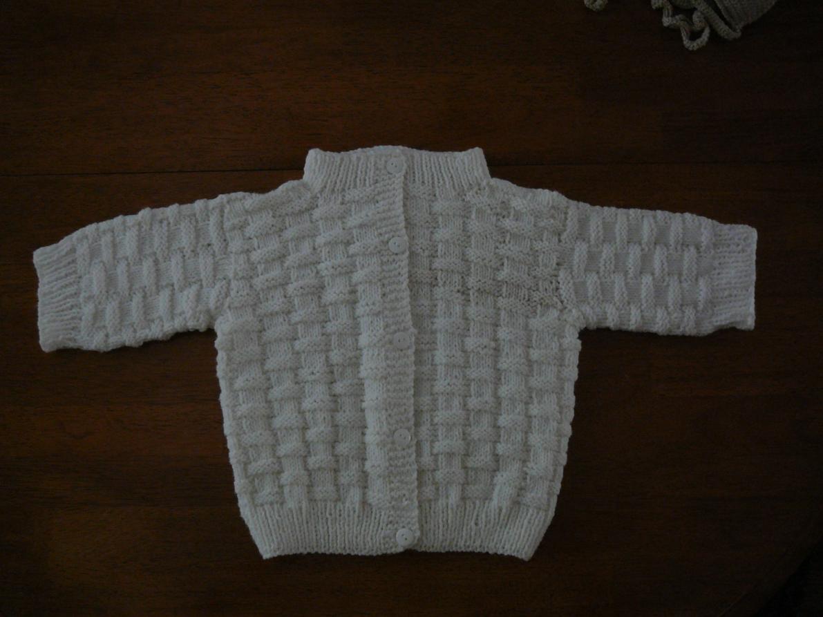 Things I have crocheted my my new grand daughter-basket-weave-sweater-2017-jpg