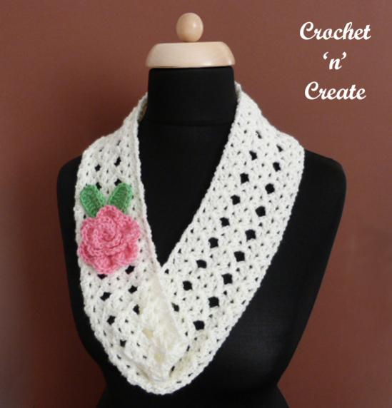 Crochet Cowl &amp; Rose Corsage for Women-cowl-jpg