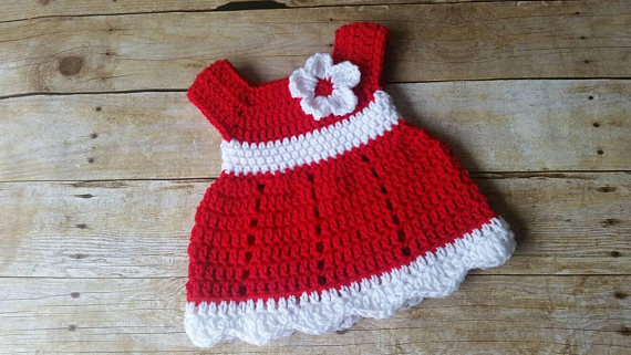 Crochet Baby Dress, chest 14&quot;-girl-jpg