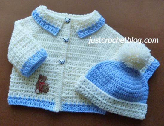 Crochet Coat &amp; Bobble Hat for Baby 6-12 mos-coat-jpg
