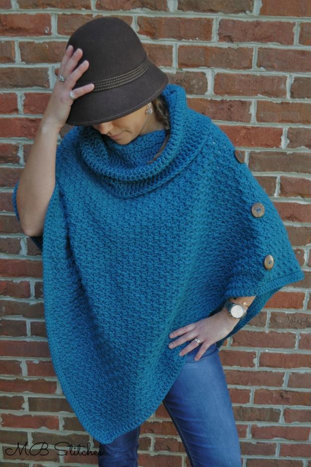 Teal Poncho for Women-teal2-jpg