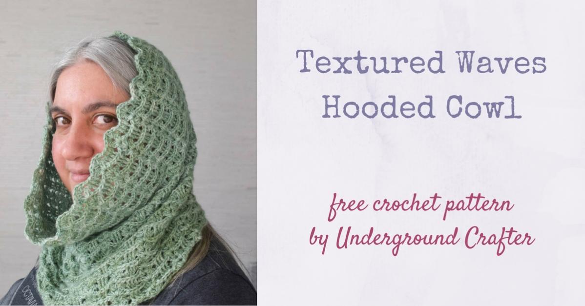 Textured Waves Hooded Cowl for Women-hood-jpg