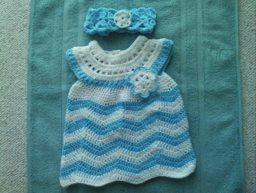 Chevron Blue and White stripe baby dress-chevron-baby-dress-jpg