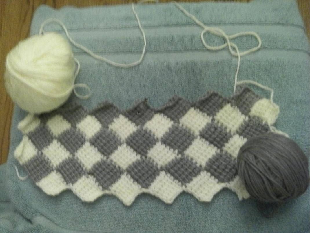 Yellow and Grey Baby Blanket Finished-entrelac-swatch-crochet-jpg