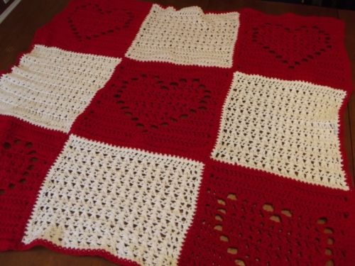 &quot;BE MINE&quot; available at GrannyBlankets.com-crocheted-valentines-blanket-jpg