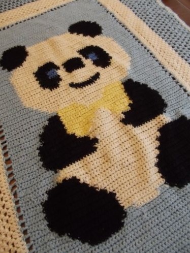 &quot;PANDA BEAR&quot; available at GrannyBlankets.com-panda-bear-baby-blanket-jpg