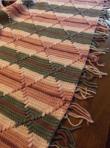 &quot;DIAMOND STRIPES&quot; An interesting handmade afghan blanket at GrannyBlankets.com-crochet-afghans-sale-jpg