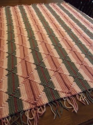 &quot;DIAMOND STRIPES&quot; An interesting handmade afghan blanket at GrannyBlankets.com-handmade-crochet-blankets-jpg