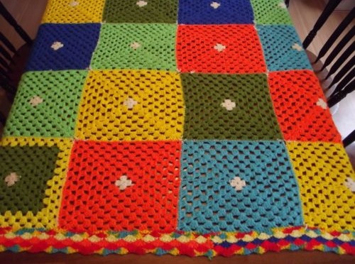 &quot;THE CIRCUS CLOWN&quot; A circus themed granny square afghan blanket. GrannyBlankets.com-crochet-afghan-granny-square-jpg
