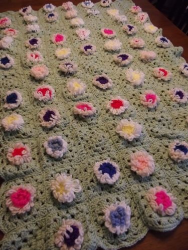 &quot;In Bloom&quot; A fantastic 3D flower afghan throw blanket available at GrannyBlankets.com-flower-afghan-blanket-jpg