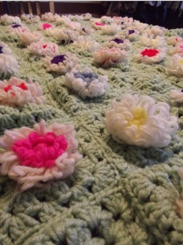 &quot;In Bloom&quot; A fantastic 3D flower afghan throw blanket available at GrannyBlankets.com-flower-afghan-blankets-jpg