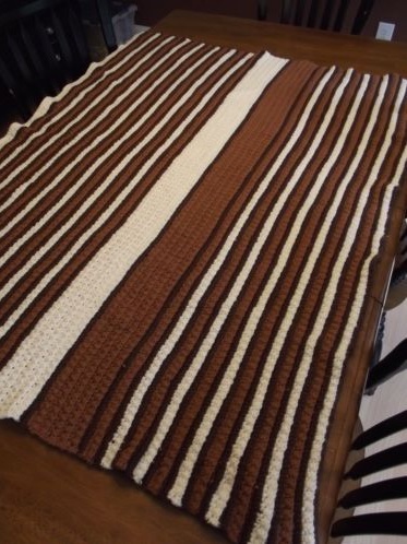 &quot;CHOCOLATE CAKE&quot; A handmade striped afghan for sale at GrannyBlankets.com-brown-handmade-blanket-sale-jpg