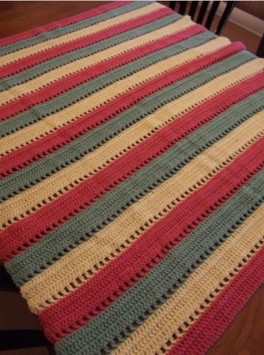 &quot;PERFECTLY STRIPED II&quot;  A nice handmade crochet afghan at GrannyBlankets.com-striped-afghan-blankets-jpg