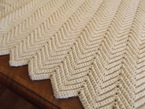 &quot;VANILLA&quot; An off white chevron design available at GrannyBlankets.com-white-crochet-blankets-sale-jpg