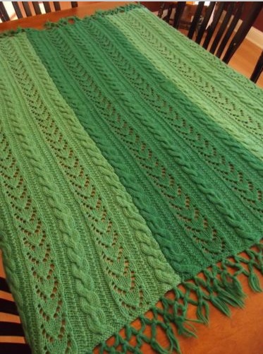 &quot;GREEN CABLE&quot; Cable afghan blanket design available at GrannyBlankets.com-cable-afghan-blanket-jpg