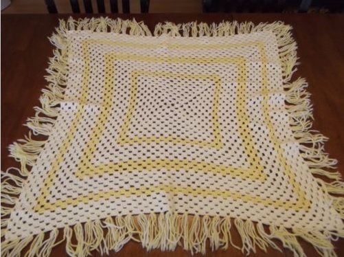 &quot;PERFECTLY PETITE&quot; A little yellow crochet throw for sale at GrannyBlankets.com-granny-square-throw-jpg
