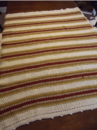 &quot;EARTH TONES II&quot; Handmade striped afghan blanket available at GrannyBlankets.com-earth-tones-ii-afghan-blanket-jpg