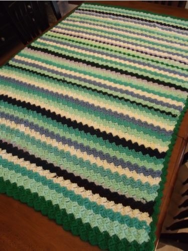 &quot;SEASIDE&quot; A striped afghan throw blanket available at GrannyBlankets.com-handmade-afghan-throw-jpg