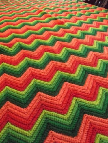 &quot;CHEVRON II&quot;  A very colorful chevron afghan blanket.  GrannyBlankets.com-chevron-afghan-blankets-jpg