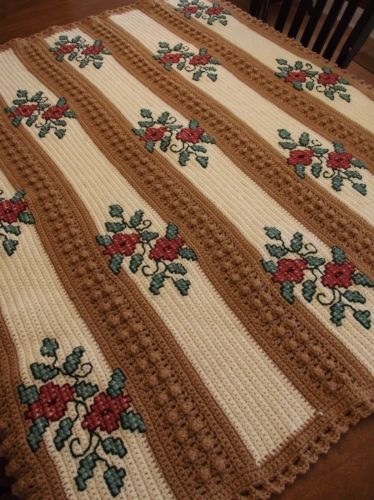 &quot;GRANDMA'S ROSES&quot; Many skilled hours were put into this beauty! GrannyBlankets.com-rose-afghan-throw-blanket-jpg