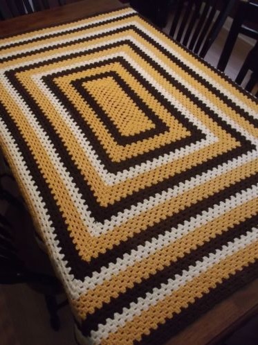 &quot;THE BROWNSTONE&quot; Beautiful brown rectangle earth tones.  GrannyBlankets.com-square-afghan-blanket-jpg